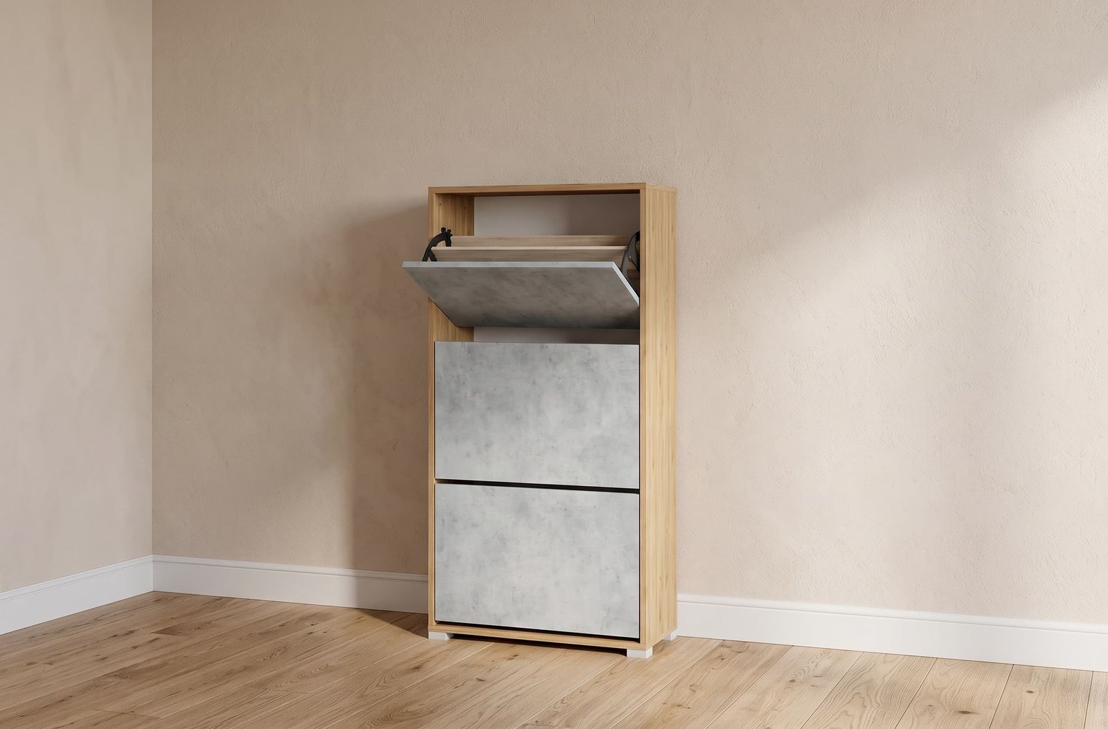 Обувница Домино, Дуб крафт золотой — Бетон, XL